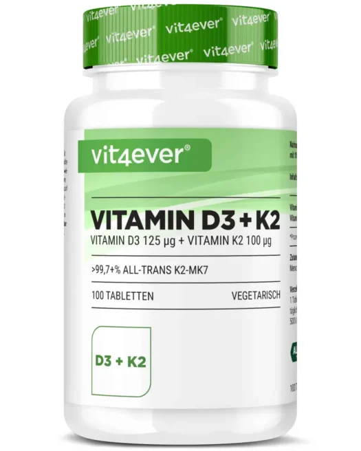 Vit4ever <br>Vitamina D3 5000 UI + K2 - 100 comprimidos