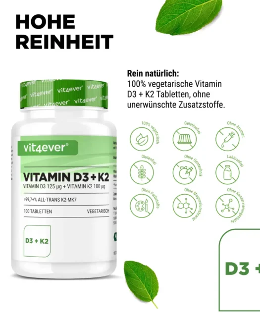 Vit4ever <br>Vitamina D3 5000 UI + K2 - 100 comprimidos - Imagen 4