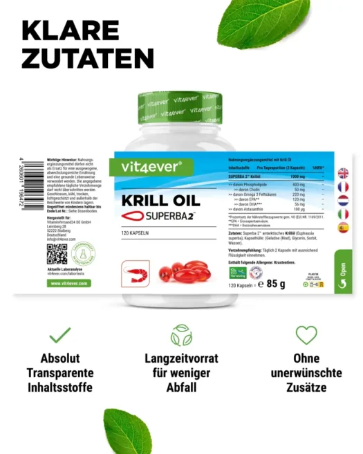 Vit4ever <br>Huile de krill - 120 gélules – Image 2
