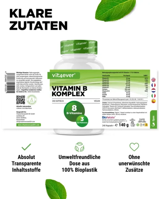Vit4ever <br>Vitamin B Komplex Intenso - 240 Kapseln – Bild 2