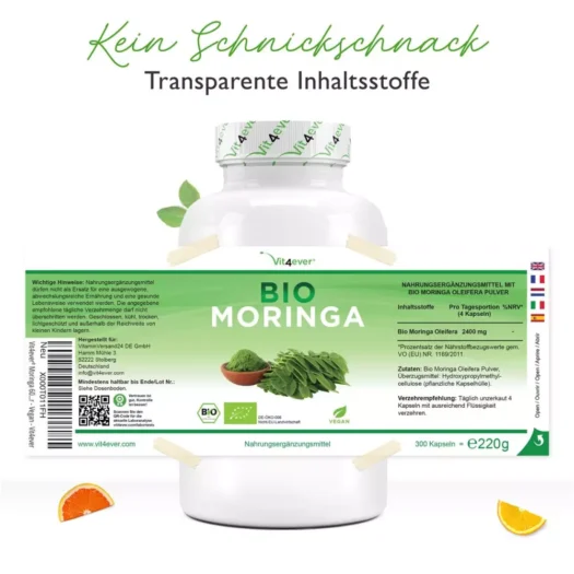 Vit4ever <br>Moringa bio - 300 gélules – Image 2