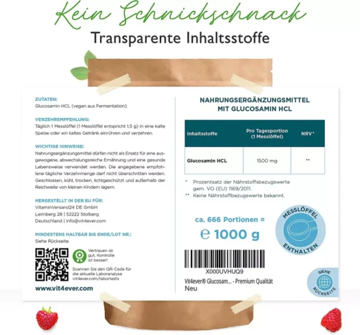 Vit4ever <br>Glucosamine HCL - 1000 g - Image 2
