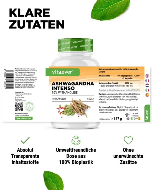 Vit4ever <br>Ashwagandha Intenso Extract - 180 capsules - Image 2