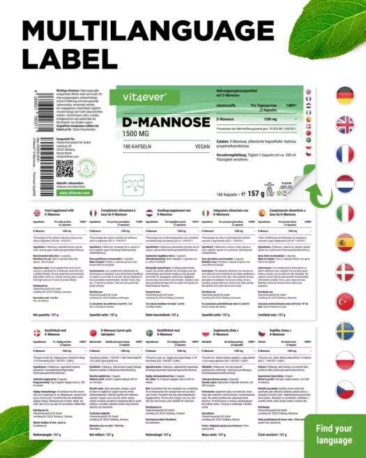 Vit4ever <br>D-Mannose - 180 gélules – Image 3