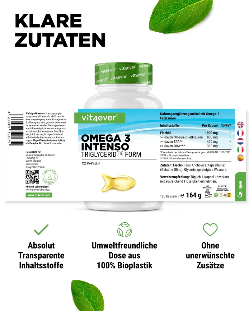 vit4ever <br>aceite de pescado omega 3 intenso - 365 cápsulas - Imagen 2