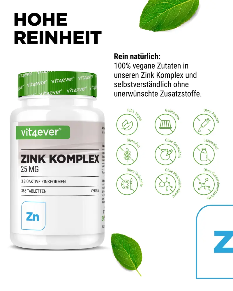 vit4ever zinkcomplex 25 mg – 400 tabletten – eigenschappen